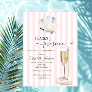 Invitación Perlas marinas y Prosecco rayado rosado