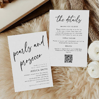 Invitación Perlas Mínimas y Prosecco Todo en Uno para Despedi
