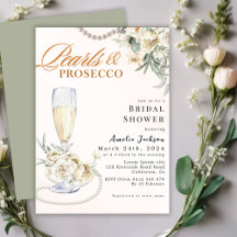 Perlas modernas y ducha con flores de prosecco