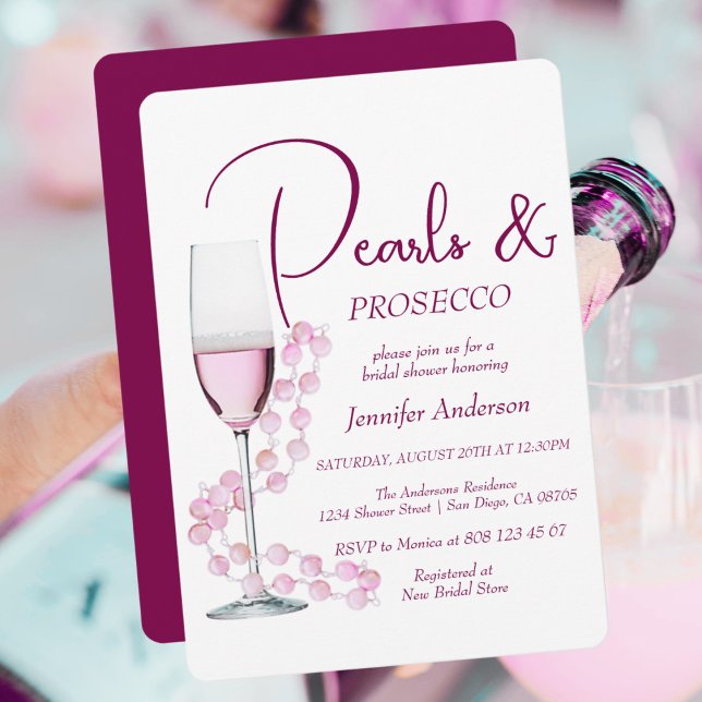 Invitación Perlas modernas y elegantes y ducha de novia Prose (Subido por el creador)
