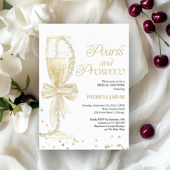 Invitación Perlas modernas y elegantes y ducha de novia Prose (Subido por el creador)