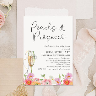 Invitación Perlas multicolores Florales Ducha Bridal Prosecco