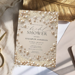 Invitación Perlas Pastel Rubor con ducha de novia con diamant