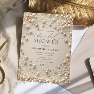 Invitación Perlas Pastel Rubor con ducha de novia con diamant