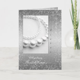 Invitación Perlas plateadas brillantes para boda o aniversari