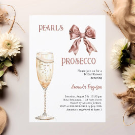 Invitación Perlas Prosecco arco rosa Ducha de novia