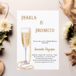 Invitación Perlas Prosecco burbuja Bridal Shower