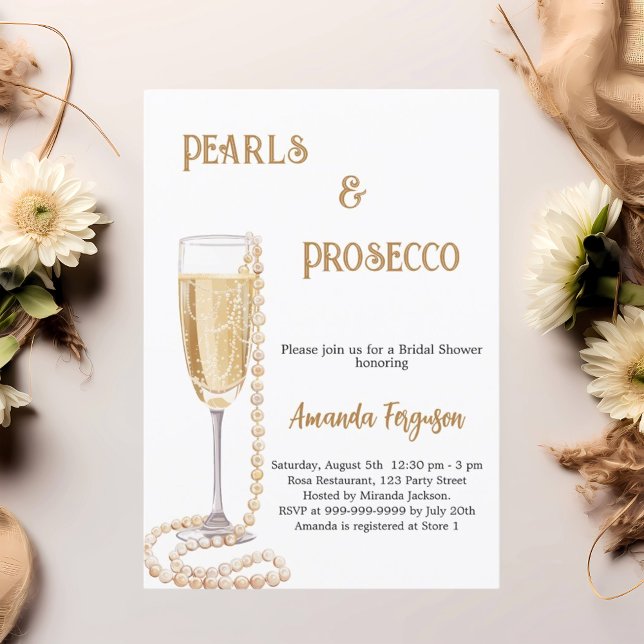 Invitación Perlas Prosecco burbuja Bridal Shower (Subido por el creador)