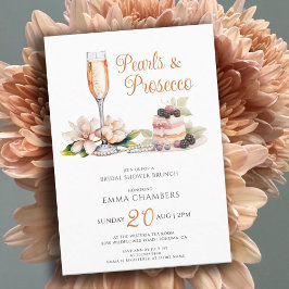 Invitación Perlas Prosecco Pastel rosa Bridal Ducha Brunch
