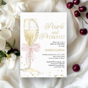 Invitación Perlas rosadas de vaca y ducha de novia en Prosecc