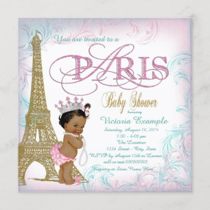 Invitación Perlas rosadas del trullo del oro de París Baby