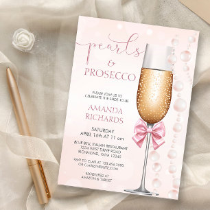 Invitación Perlas rosadas pasteles y ducha de novias Prosecco