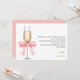 Invitación Perlas rosadas y ducha de novia Prosecco Gracias