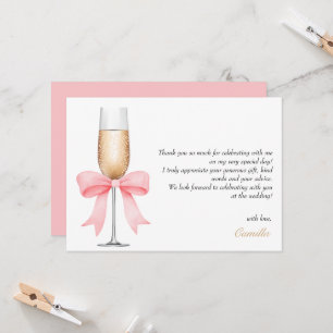 Invitación Perlas rosadas y ducha de novia Prosecco Gracias