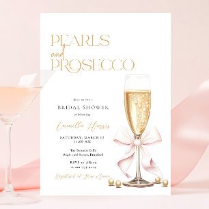 Invitación Perlas rosadas y ducha de novias Prosecco Brunch