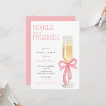 Perlas rosadas y ducha mínima de novia prosecco