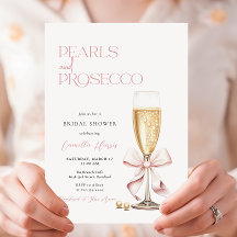 Perlas rosadas y ducha mínima de novia prosecco