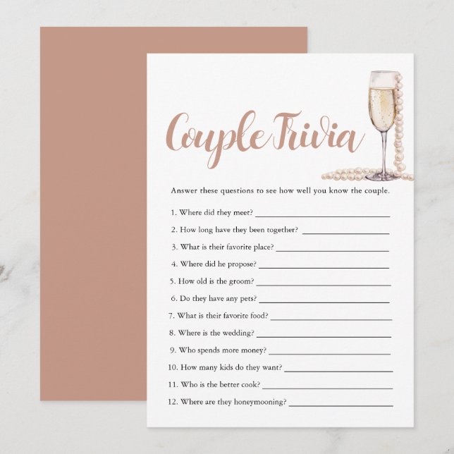 Invitación Perlas rosadas y juego de novias de la triple de P (Anverso / Reverso)