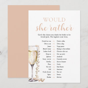 Invitación Perlas Rosadas y Prosecco ¿Qué Prefiere Juego