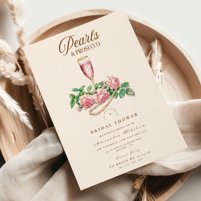 Invitación Perlas Rosas de Rubor y ducha de novia Prosecco (Subido por el creador)