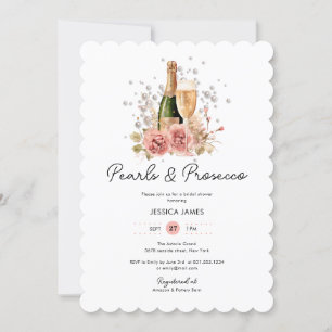Invitación Perlas rosas de Rubor y ducha de novia Prosecco
