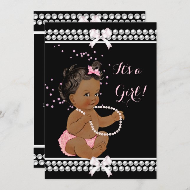 Invitación Perlas rosas, una extraña etnia negra Chica de Bab (Anverso / Reverso)