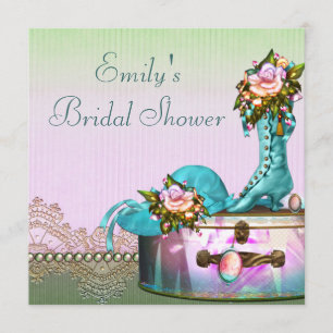 Invitación Perlas Rosas Vintage Ducha Bridal Rosa