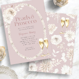 Invitación Perlas rosas y novia del Prosecco