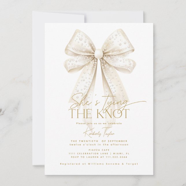 Invitación Perlas se doblan, está atando la ducha nupcial (Anverso)