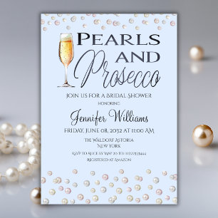 Invitación Perlas temáticas azules y ducha de novia Prosecco
