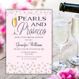 Invitación Perlas temáticas rosas y ducha de novia en Prosecc