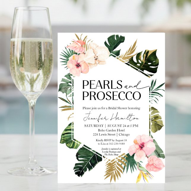 Invitación Perlas tropicales florales y ducha de novia Prosec (Subido por el creador)