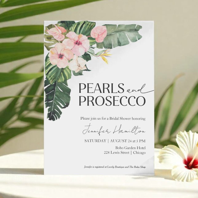 Invitación Perlas tropicales florales y ducha de novia Prosec (Subido por el creador)