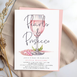 Invitación Perlas y agua Prosecco Ducha de Novias Rosa