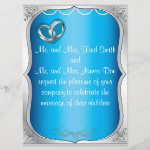 Invitación Perlas y bodas turquesas en los Anillos Plateados