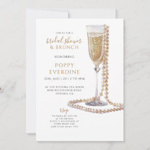 Invitación Perlas Y Brunch De Ducha Bridal Prosecco