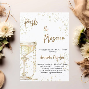 Invitación Perlas y burbujas de Prosecco Ducha Bridal