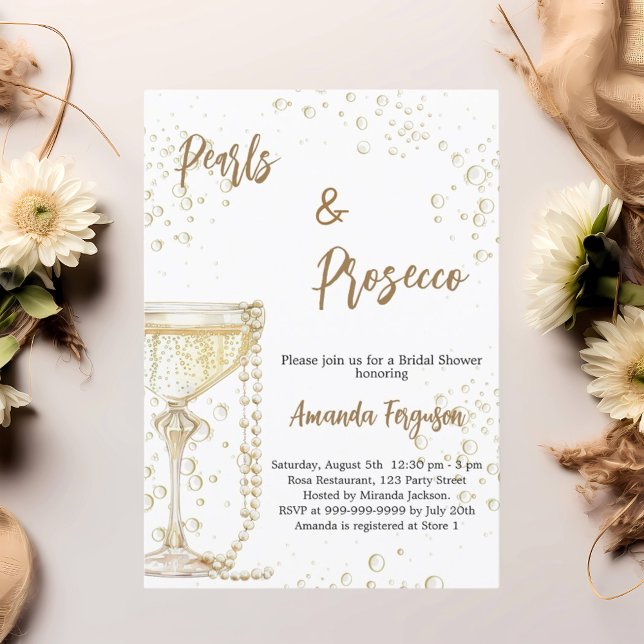 Invitación Perlas y burbujas de Prosecco Ducha Bridal (Subido por el creador)