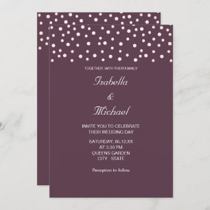 Invitación Perlas y caligrafía de moda en Boda púrpura de Cas
