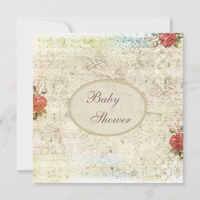 Invitación Perlas y cordón Baby Shower elegante lamentable (Anverso)