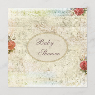 Invitación Perlas y cordón Baby Shower elegante lamentable
