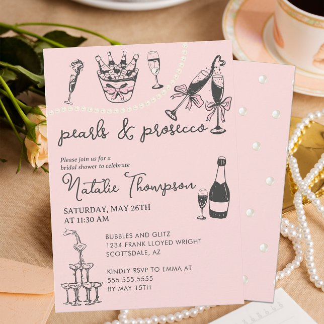 Invitación Perlas Y Ducha Bridal Personalizada Prosecco (Subido por el creador)