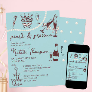 Invitación Perlas Y Ducha Bridal Personalizada Prosecco