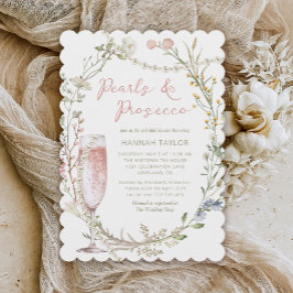 Invitación Perlas y ducha de novia floral Prosecco