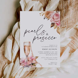 Invitación Perlas y ducha de novia floral Prosecco