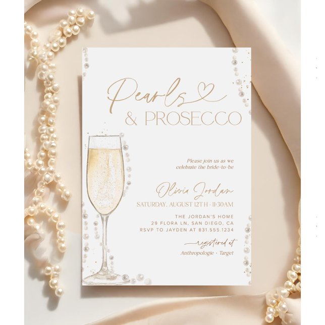 Invitación Perlas y ducha de novia Prosecco, Brunch de novias (Subido por el creador)