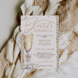 Invitación Perlas y ducha de novia Prosecco Elegante