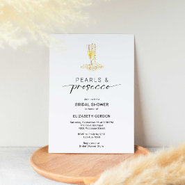 Invitación Perlas y ducha de novia Prosecco Elegante minimo