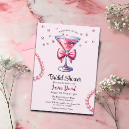 Invitación Perlas y ducha de novias en vidrio de Prosecco