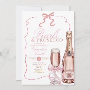 Invitación Perlas y ducha de novias rosadas Prosecco